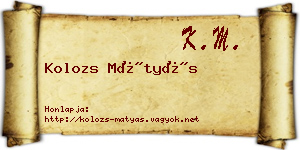 Kolozs Mátyás névjegykártya