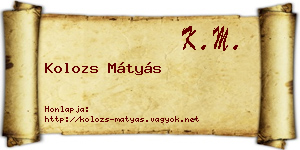 Kolozs Mátyás névjegykártya