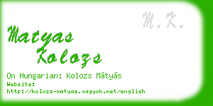 matyas kolozs business card